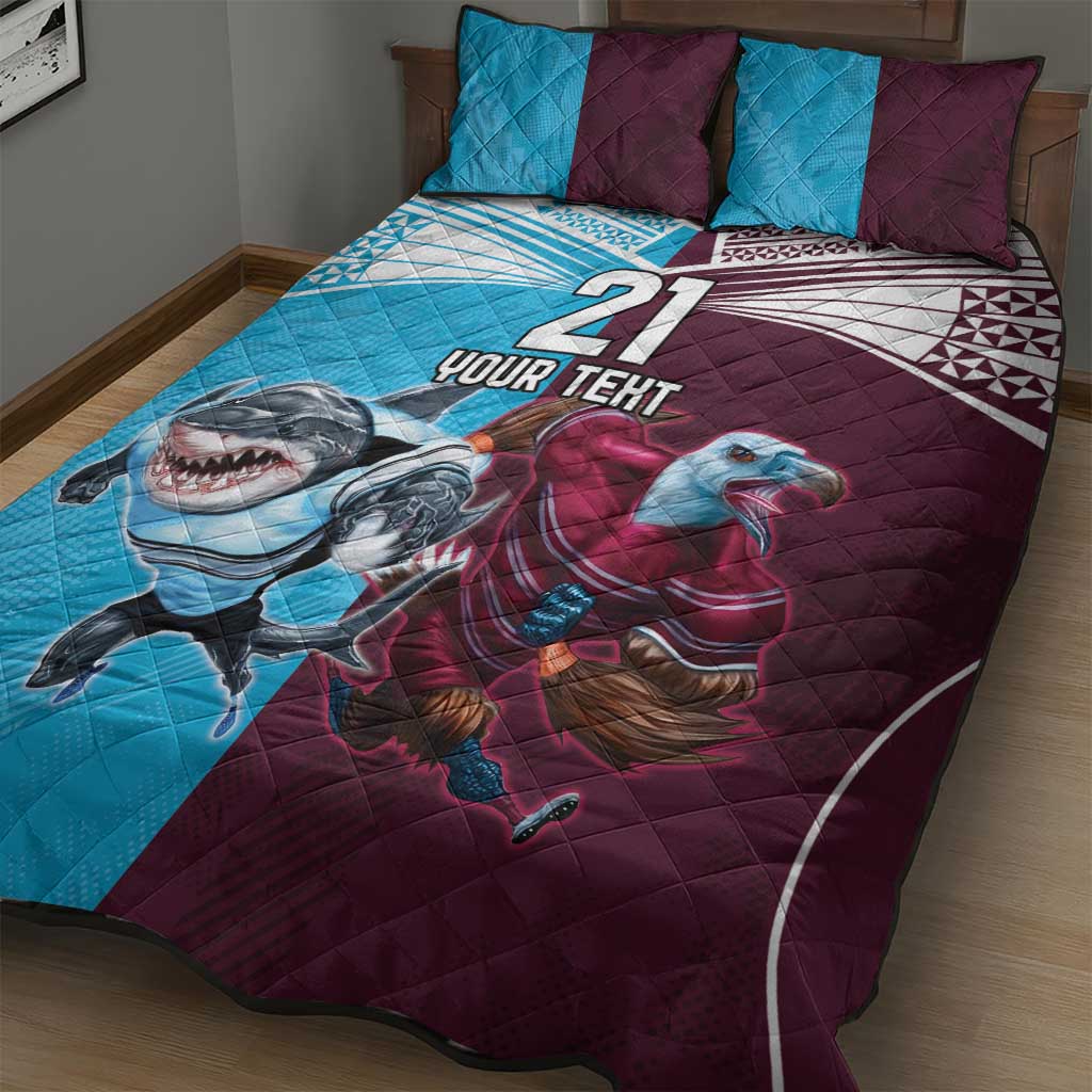 Custom Sea Eagles And Sharks Rugby Quilt Bed Set Sporty Style
