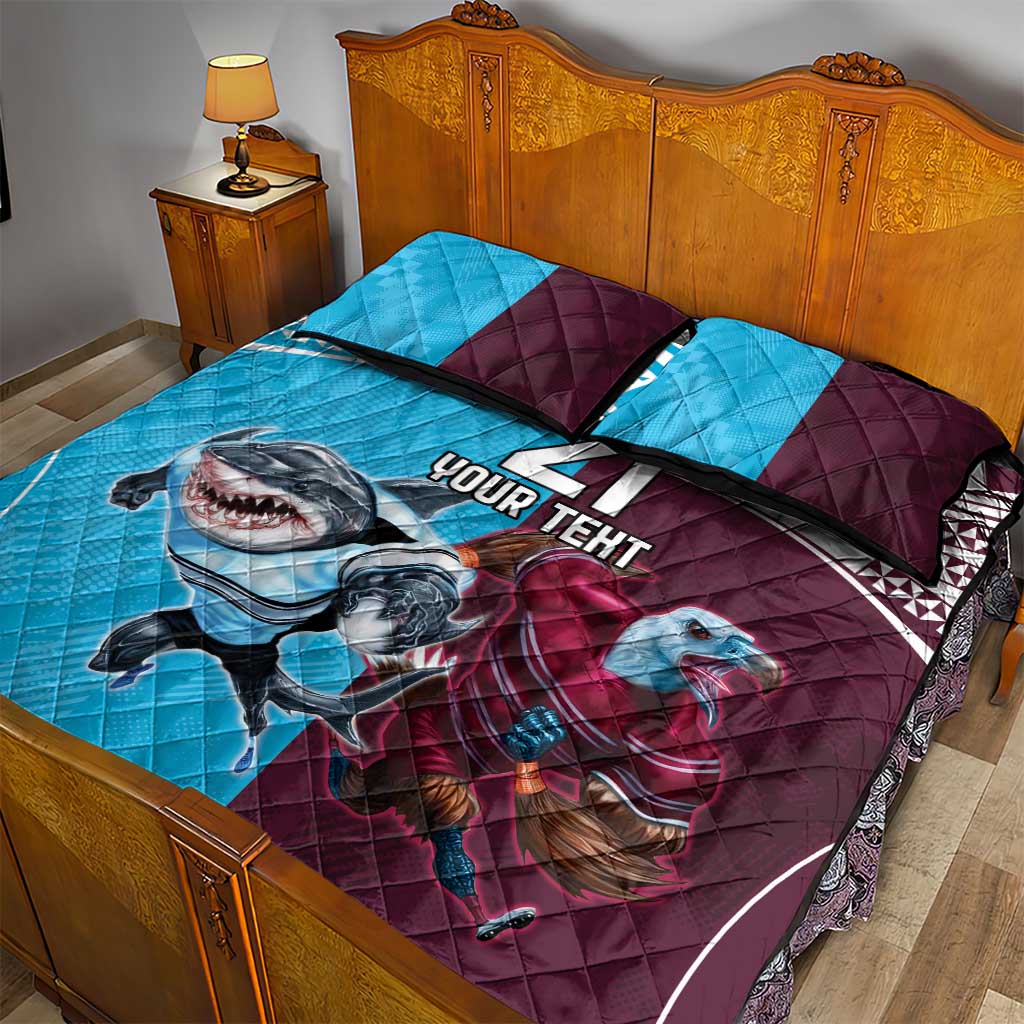Custom Sea Eagles And Sharks Rugby Quilt Bed Set Sporty Style