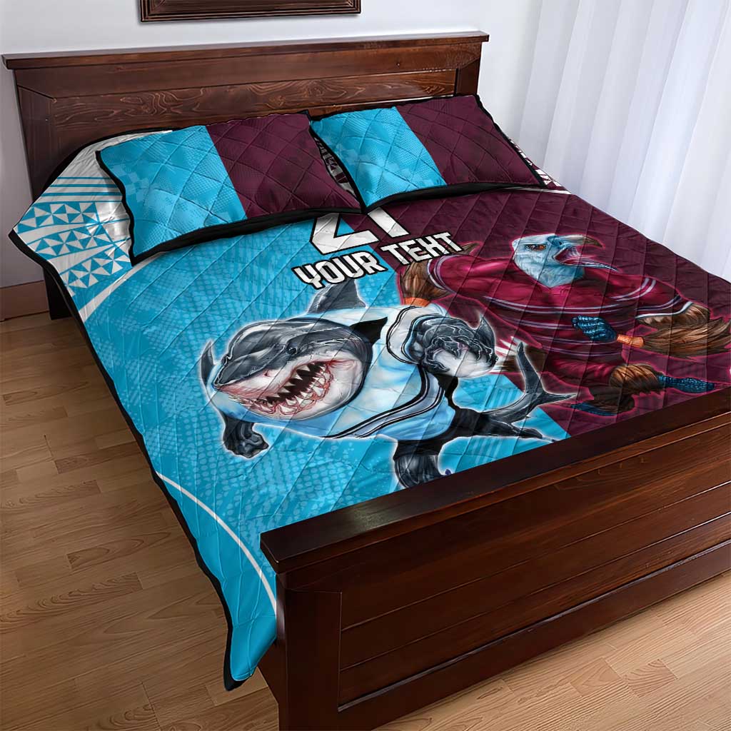 Custom Sea Eagles And Sharks Rugby Quilt Bed Set Sporty Style