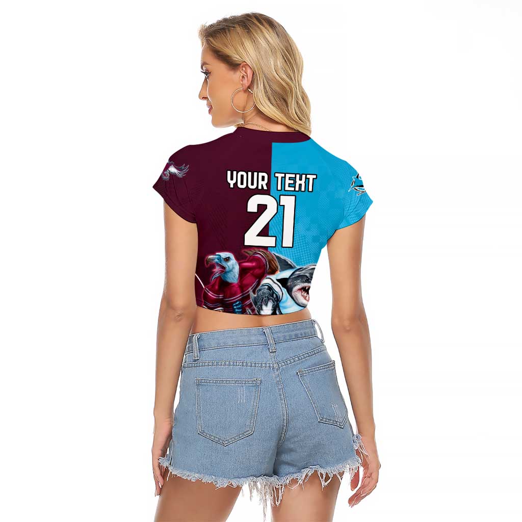 Custom Sea Eagles And Sharks Rugby Raglan Cropped T Shirt Sporty Style
