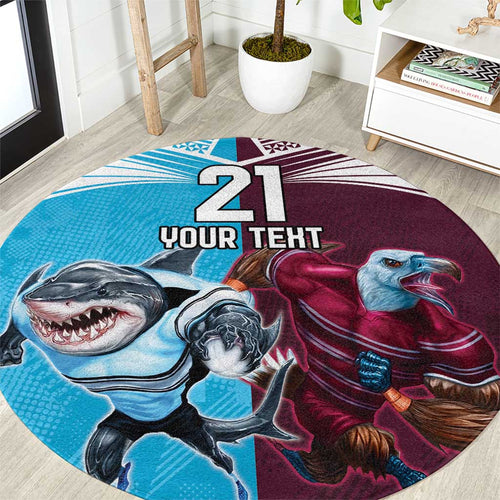Custom Sea Eagles And Sharks Rugby Round Carpet Sporty Style