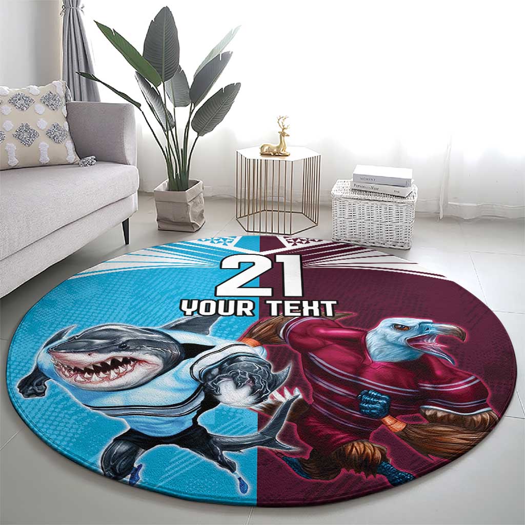 Custom Sea Eagles And Sharks Rugby Round Carpet Sporty Style