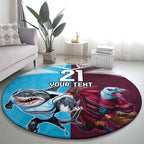 Custom Sea Eagles And Sharks Rugby Round Carpet Sporty Style