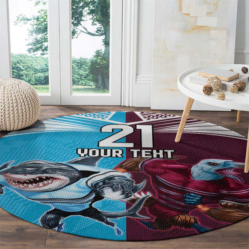 Custom Sea Eagles And Sharks Rugby Round Carpet Sporty Style