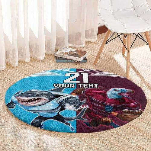 Custom Sea Eagles And Sharks Rugby Round Carpet Sporty Style