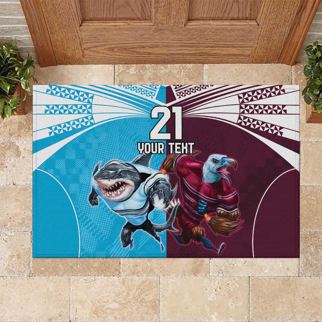 Custom Sea Eagles And Sharks Rugby Rubber Doormat Sporty Style