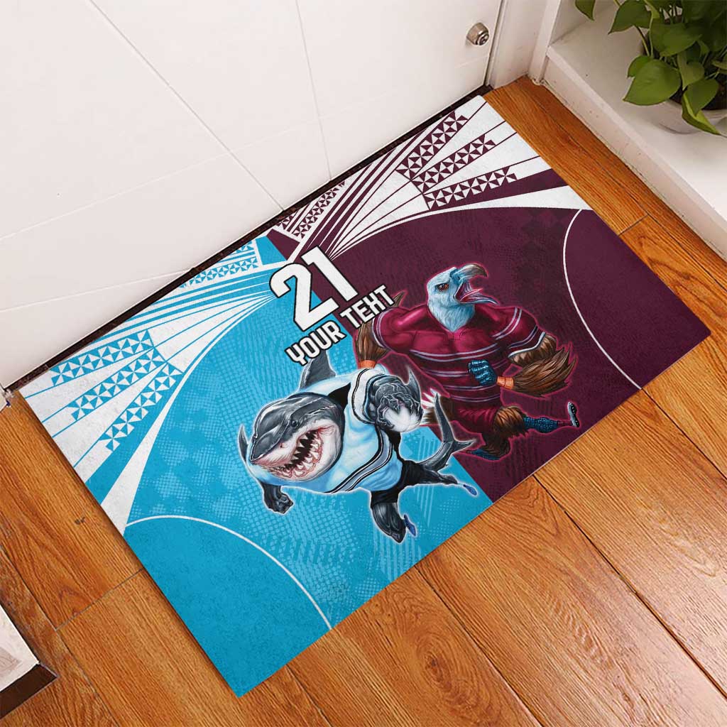 Custom Sea Eagles And Sharks Rugby Rubber Doormat Sporty Style