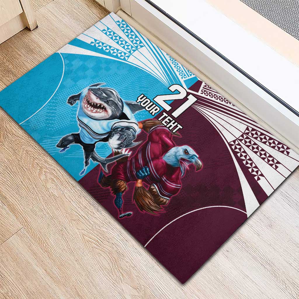 Custom Sea Eagles And Sharks Rugby Rubber Doormat Sporty Style