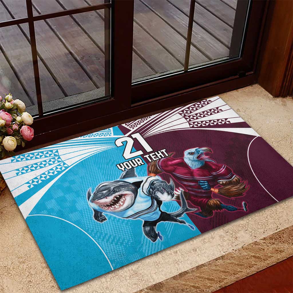 Custom Sea Eagles And Sharks Rugby Rubber Doormat Sporty Style