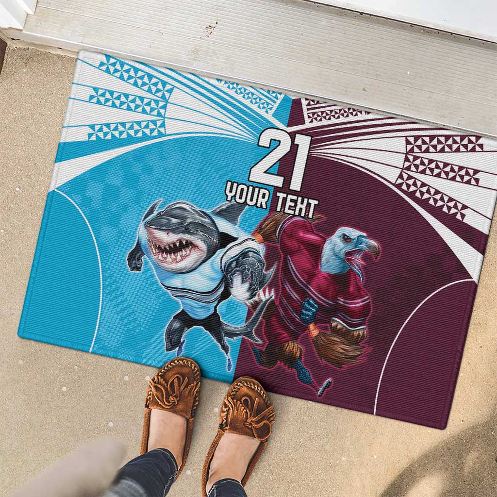 Custom Sea Eagles And Sharks Rugby Rubber Doormat Sporty Style