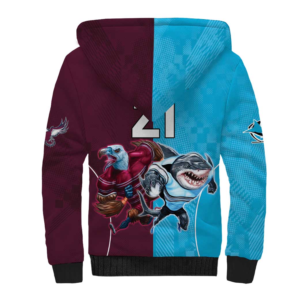 Custom Sea Eagles And Sharks Rugby Sherpa Hoodie Sporty Style