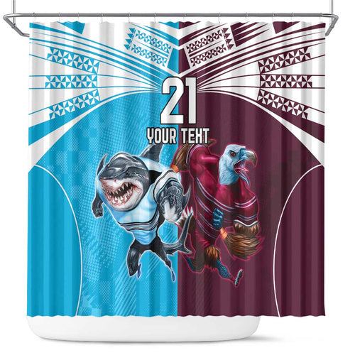 Custom Sea Eagles And Sharks Rugby Shower Curtain Sporty Style