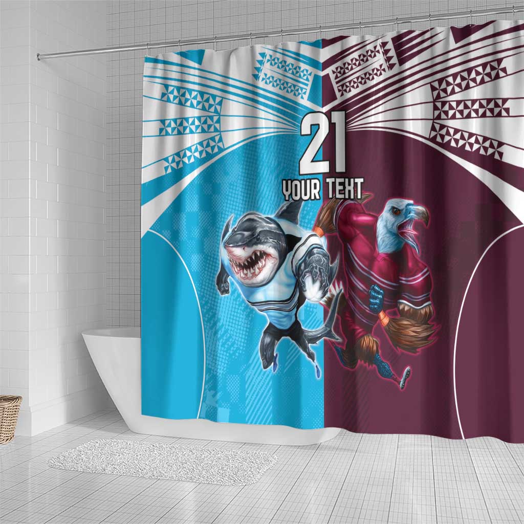 Custom Sea Eagles And Sharks Rugby Shower Curtain Sporty Style