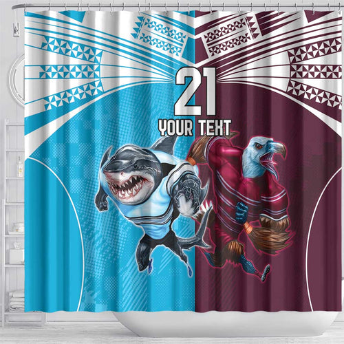 Custom Sea Eagles And Sharks Rugby Shower Curtain Sporty Style