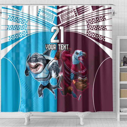 Custom Sea Eagles And Sharks Rugby Shower Curtain Sporty Style