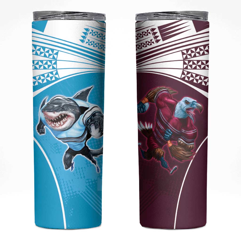 Custom Sea Eagles And Sharks Rugby Skinny Tumbler Sporty Style