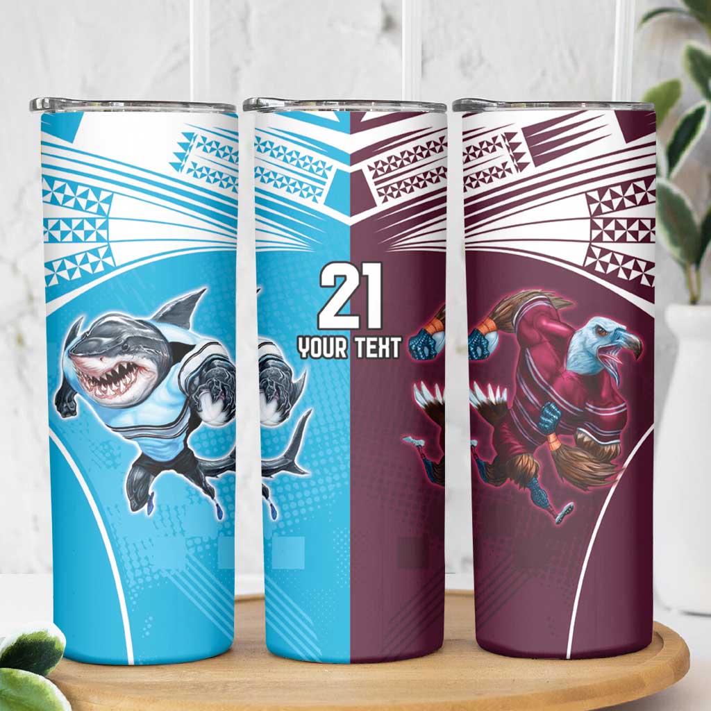 Custom Sea Eagles And Sharks Rugby Skinny Tumbler Sporty Style
