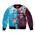 Custom Sea Eagles And Sharks Rugby Sleeve Zip Bomber Jacket Sporty Style