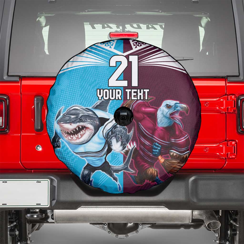 Custom Sea Eagles And Sharks Rugby Spare Tire Cover Sporty Style