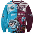 Custom Sea Eagles And Sharks Rugby Sweatshirt Sporty Style