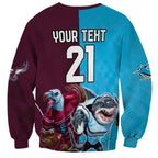 Custom Sea Eagles And Sharks Rugby Sweatshirt Sporty Style