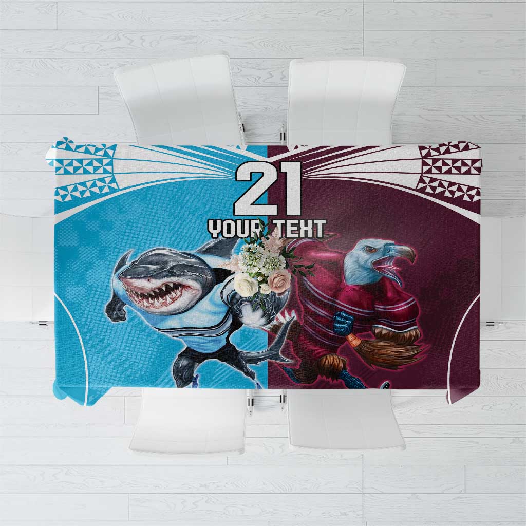 Custom Sea Eagles And Sharks Rugby Tablecloth Sporty Style