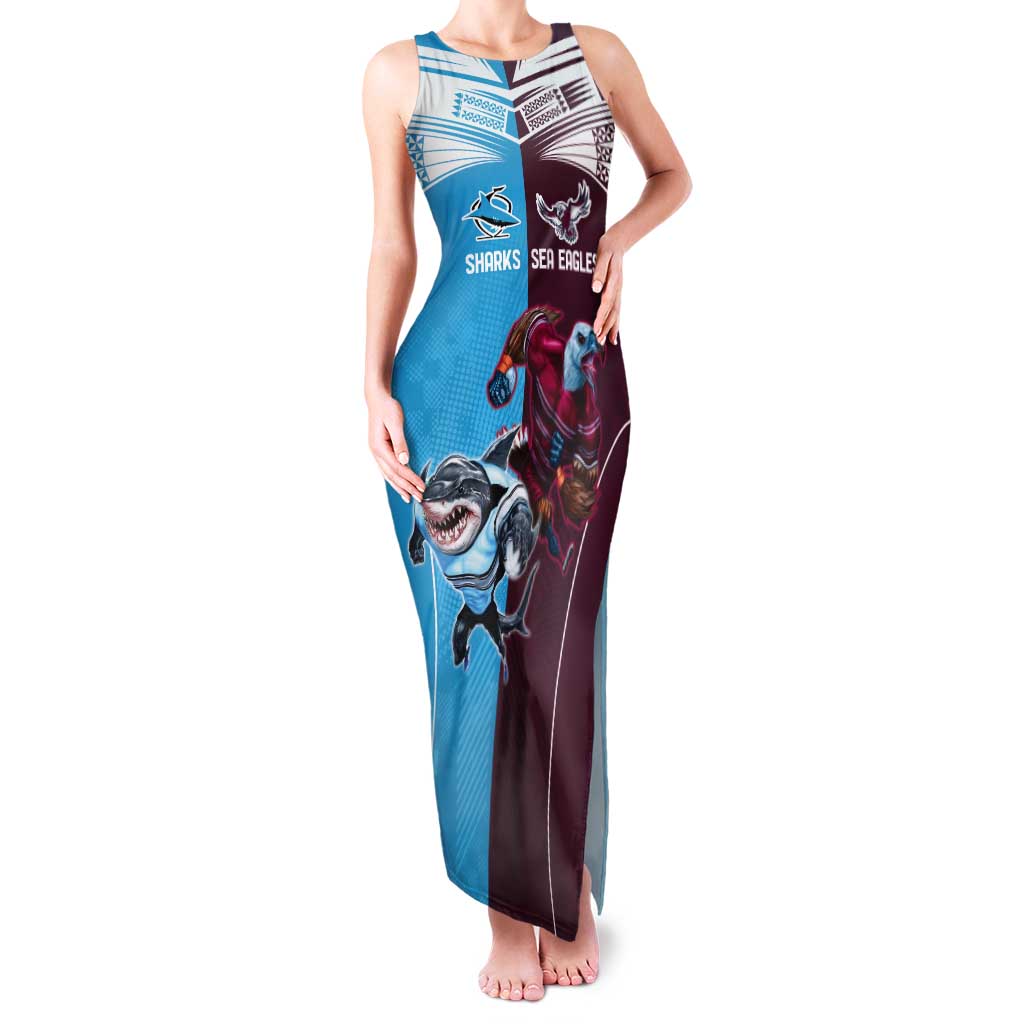 Custom Sea Eagles And Sharks Rugby Tank Maxi Dress Sporty Style