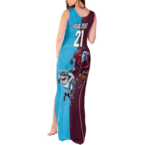 Custom Sea Eagles And Sharks Rugby Tank Maxi Dress Sporty Style