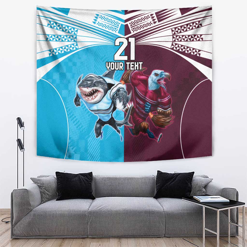 Custom Sea Eagles And Sharks Rugby Tapestry Sporty Style
