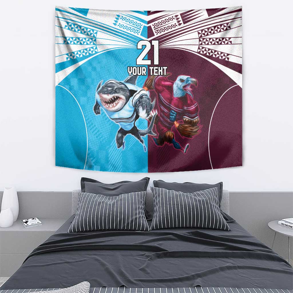 Custom Sea Eagles And Sharks Rugby Tapestry Sporty Style