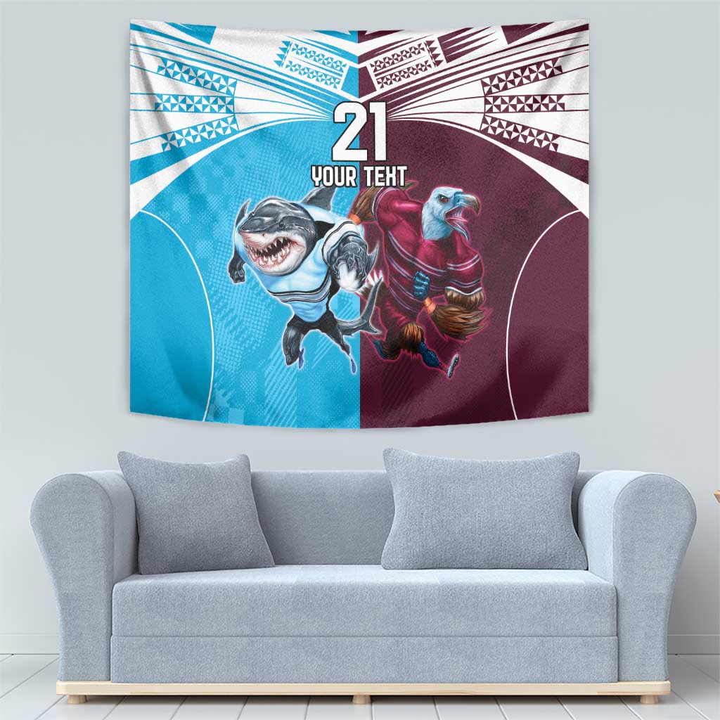 Custom Sea Eagles And Sharks Rugby Tapestry Sporty Style