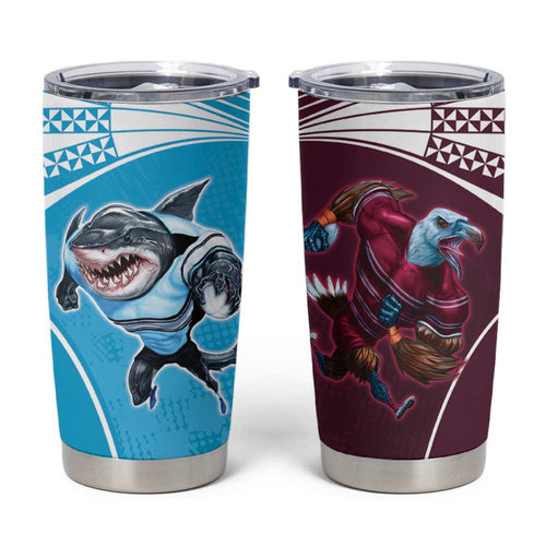 Custom Sea Eagles And Sharks Rugby Tumbler Cup Sporty Style