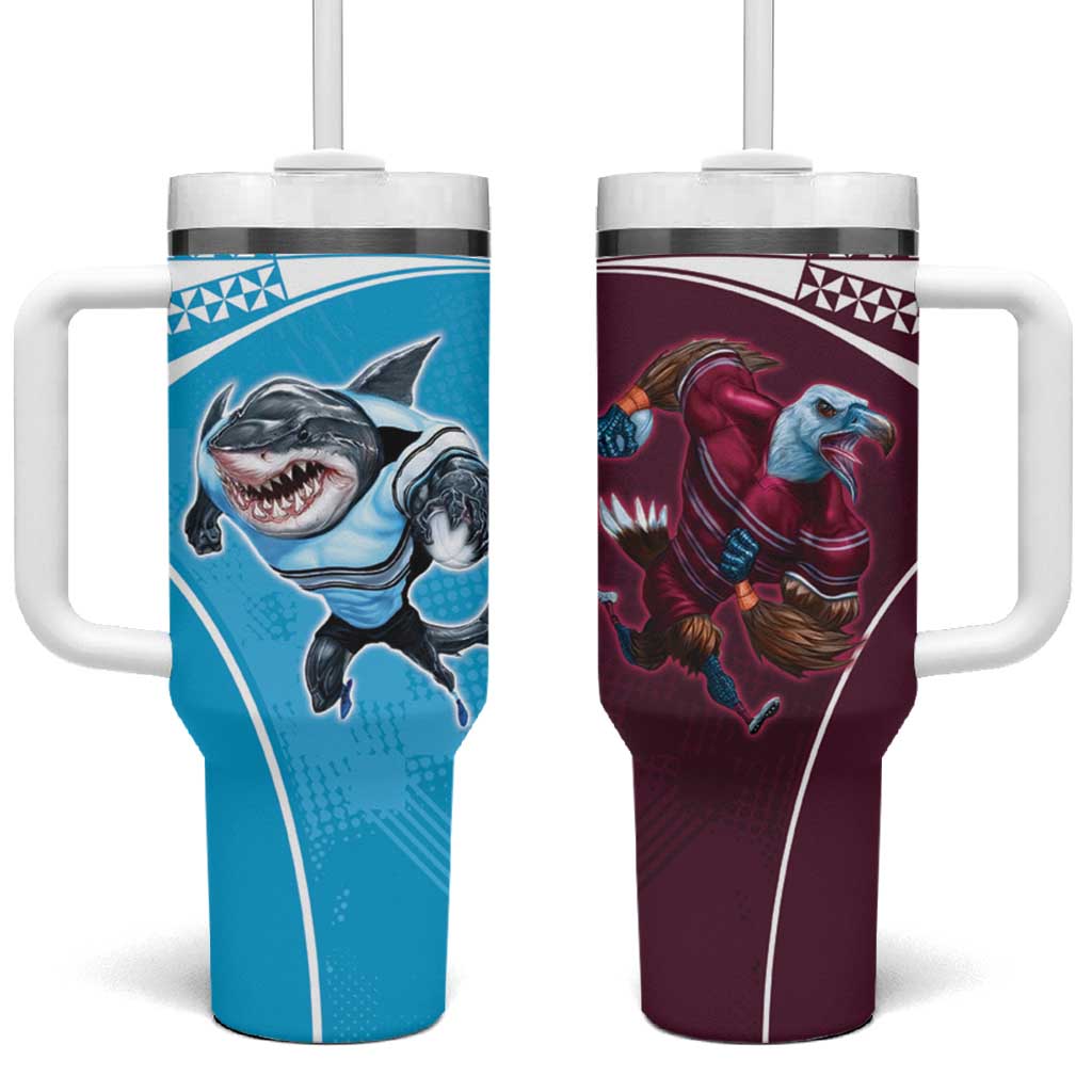 Custom Sea Eagles And Sharks Rugby Tumbler With Handle Sporty Style