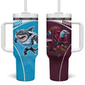 Custom Sea Eagles And Sharks Rugby Tumbler With Handle Sporty Style