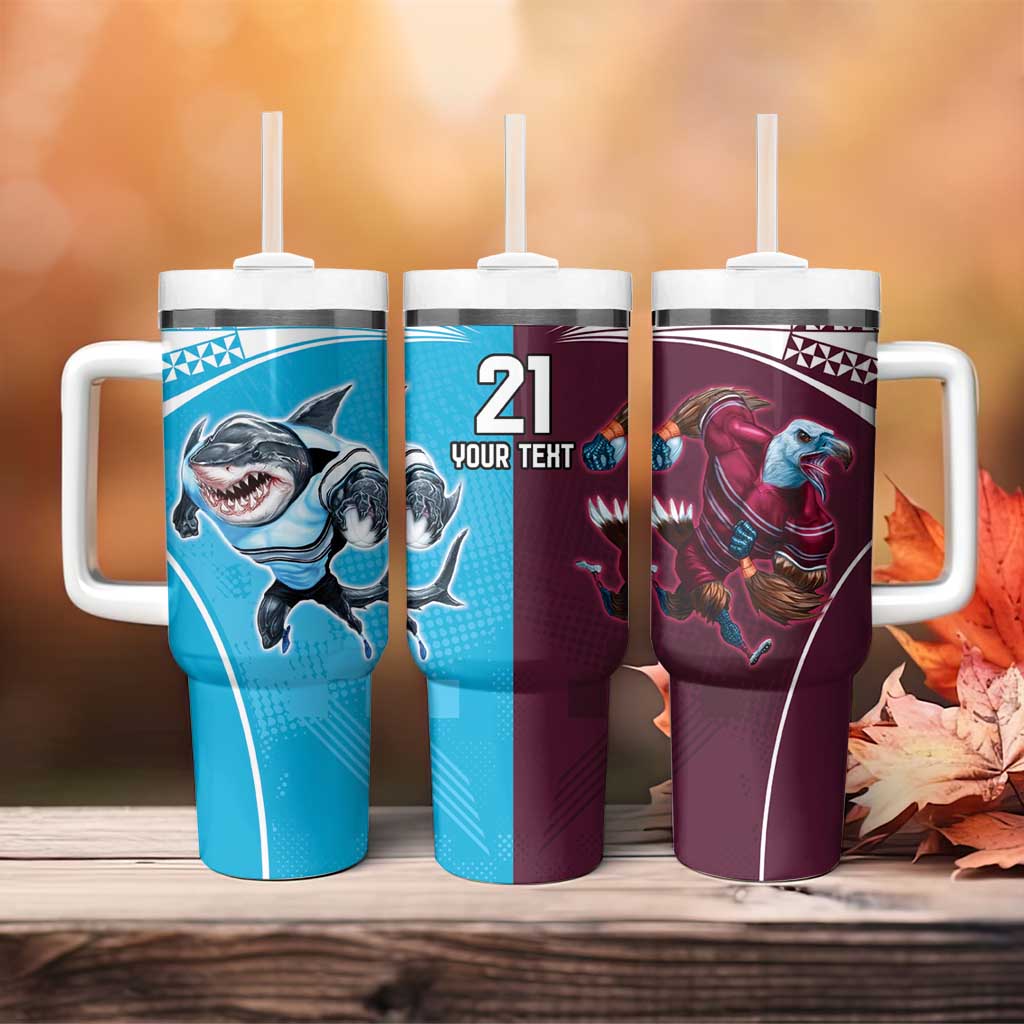 Custom Sea Eagles And Sharks Rugby Tumbler With Handle Sporty Style
