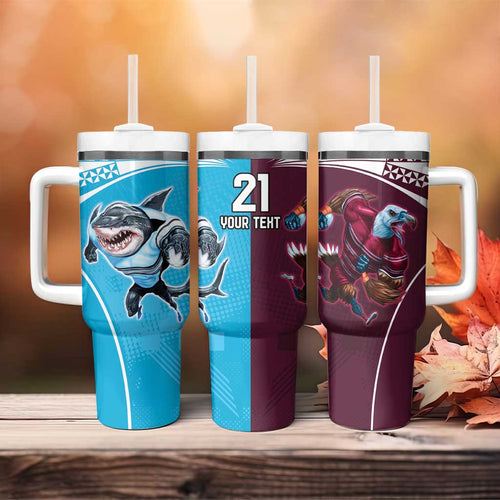 Custom Sea Eagles And Sharks Rugby Tumbler With Handle Sporty Style