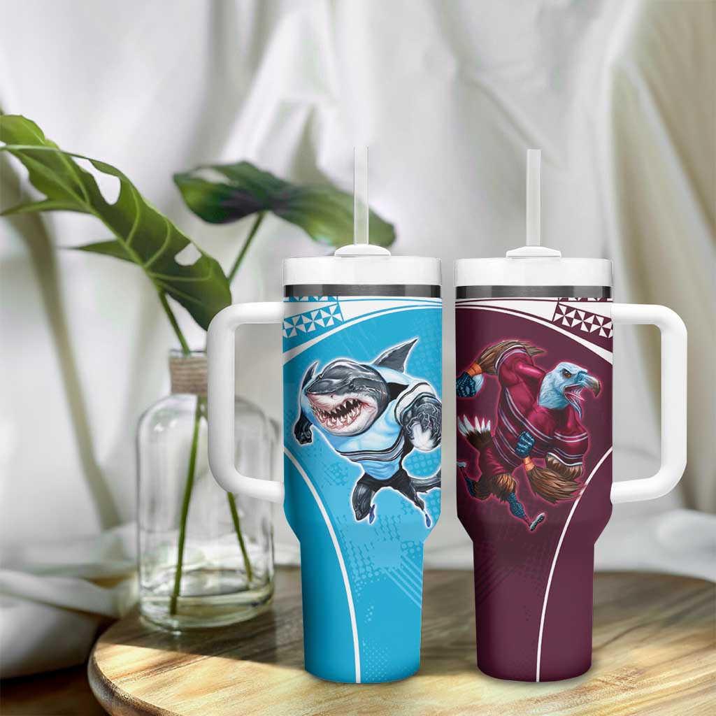 Custom Sea Eagles And Sharks Rugby Tumbler With Handle Sporty Style