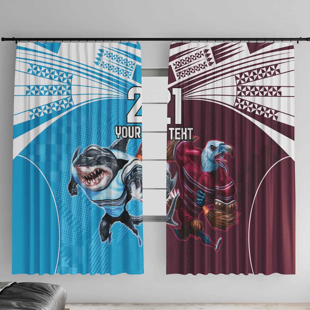 Custom Sea Eagles And Sharks Rugby Window Curtain Sporty Style