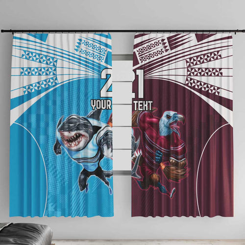 Custom Sea Eagles And Sharks Rugby Window Curtain Sporty Style