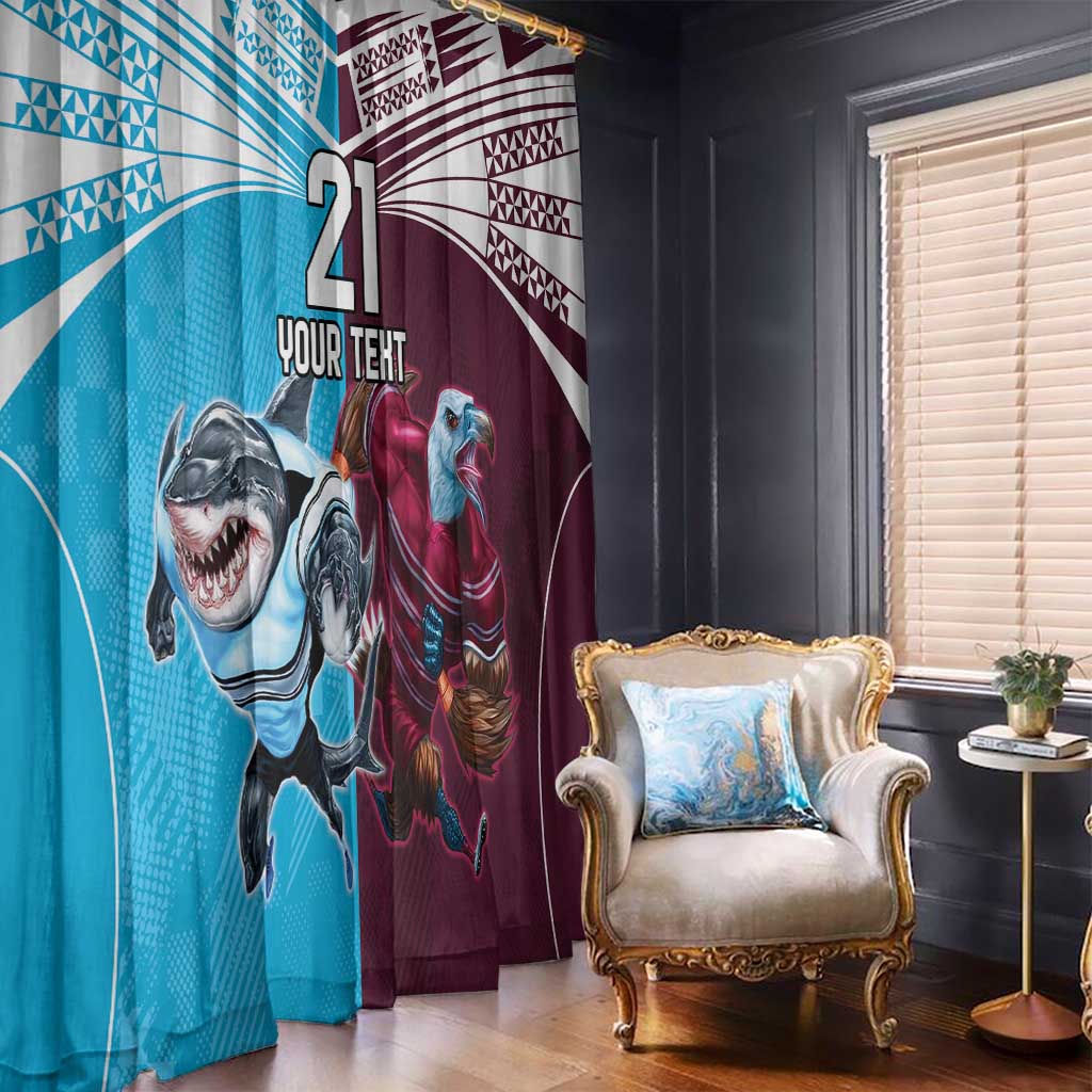 Custom Sea Eagles And Sharks Rugby Window Curtain Sporty Style