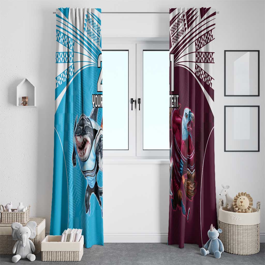 Custom Sea Eagles And Sharks Rugby Window Curtain Sporty Style