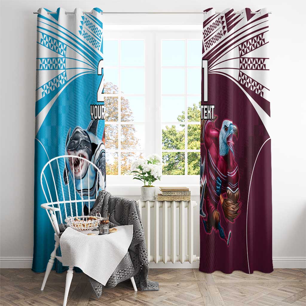 Custom Sea Eagles And Sharks Rugby Window Curtain Sporty Style