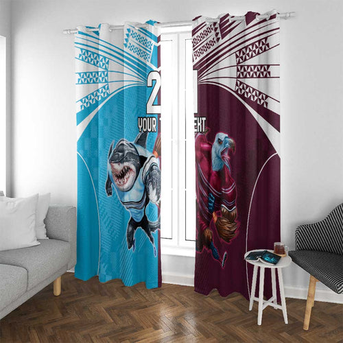 Custom Sea Eagles And Sharks Rugby Window Curtain Sporty Style