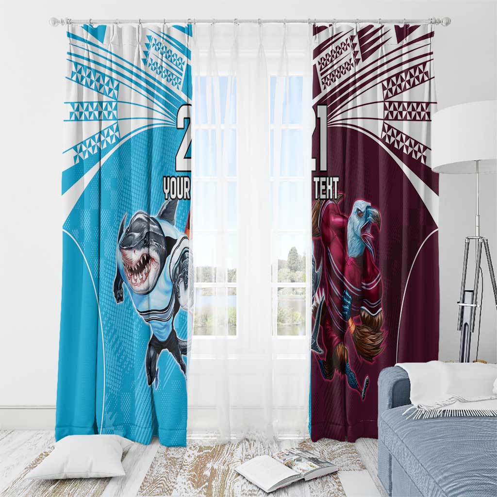 Custom Sea Eagles And Sharks Rugby Window Curtain Sporty Style