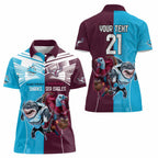 Custom Sea Eagles And Sharks Rugby Women Polo Shirt Sporty Style