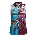 Custom Sea Eagles And Sharks Rugby Women Sleeveless Polo Shirt Sporty Style