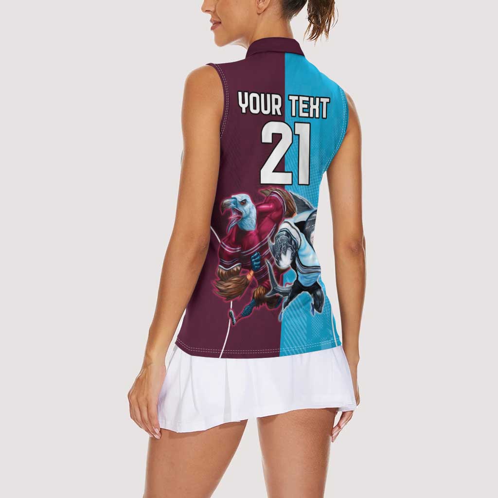 Custom Sea Eagles And Sharks Rugby Women Sleeveless Polo Shirt Sporty Style