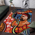 Dad and Son Footprint Father's Day Personalised Area Rug Australian Aboriginal Art