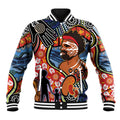 Dad and Son Footprint Father's Day Personalised Baseball Jacket Australian Aboriginal Art