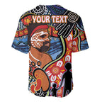 Dad and Son Footprint Father's Day Personalised Baseball Jersey Australian Aboriginal Art